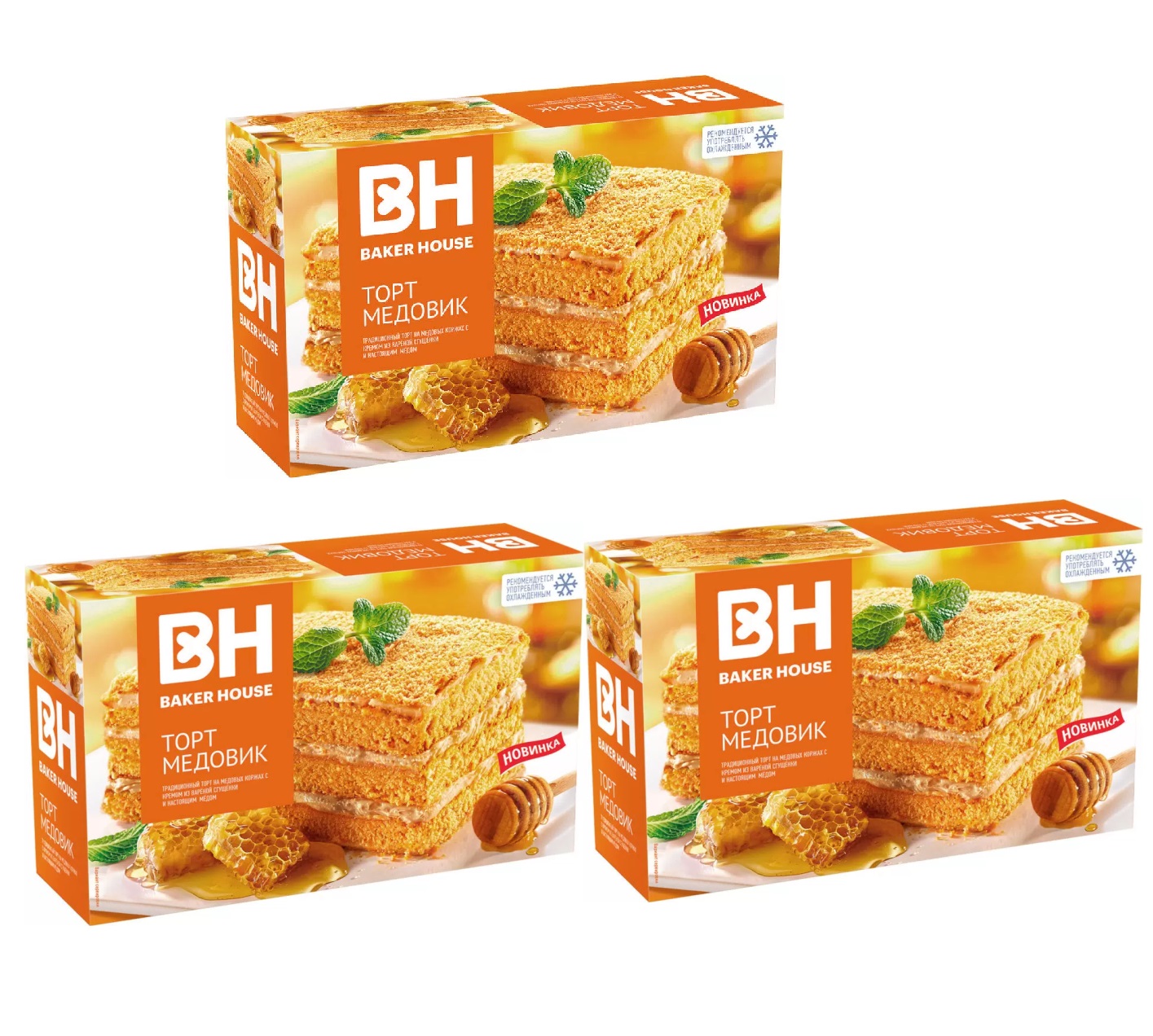 

Торт Baker House Медовик, 350 г х 3 шт, Медовик