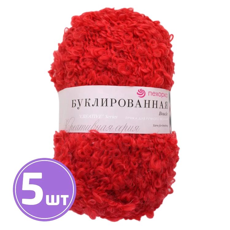 

Пряжа Пехорка Буклированная 88 красный мак 5 шт. по 200 г