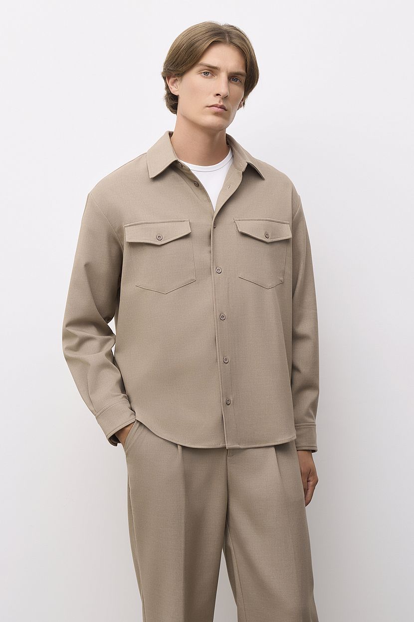 

Рубашка мужская Baon B6623509 коричневая 3XL, Коричневый, B6623509