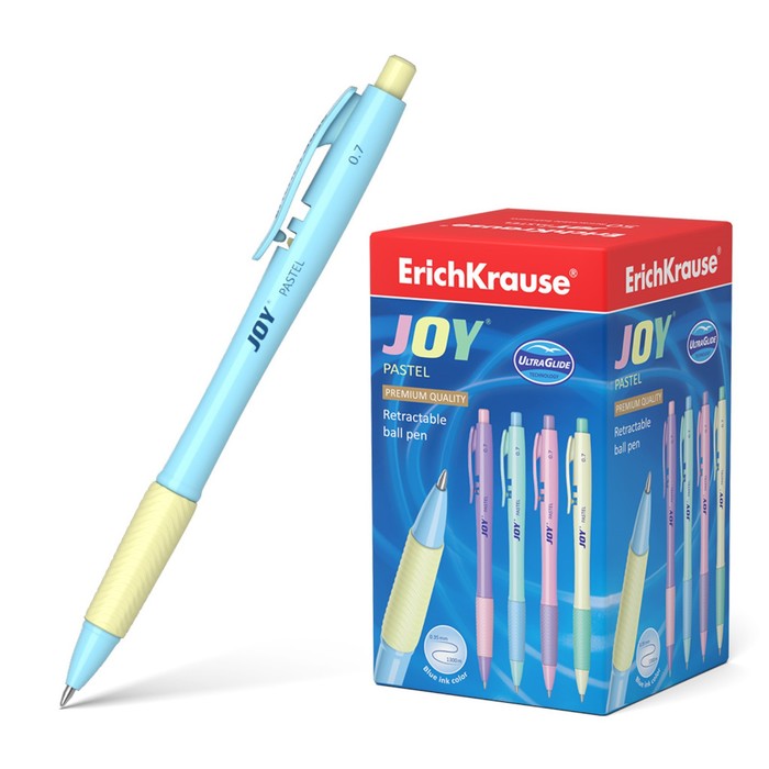 

Ручка шариковая автоматическая ErichKrause JOY Pastel, "Ultra Glide Technology", узел 0.7