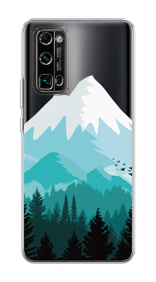 

Чехол на Honor 30 Pro Plus "Синяя снежная гора", Белый;голубой, 612250-2
