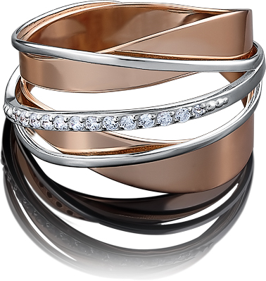 

Кольцо из комбинированного золота р. 20,5 PLATINA jewelry 01-5002-00-401-1111-03, фианит, 01-5002-00-401-1111-03