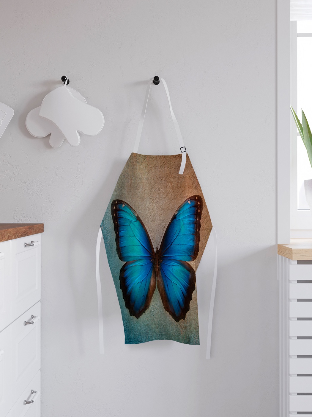 фото Фартук кухонный регулируемый "спокойствие бабочки", универсальный размер joyarty