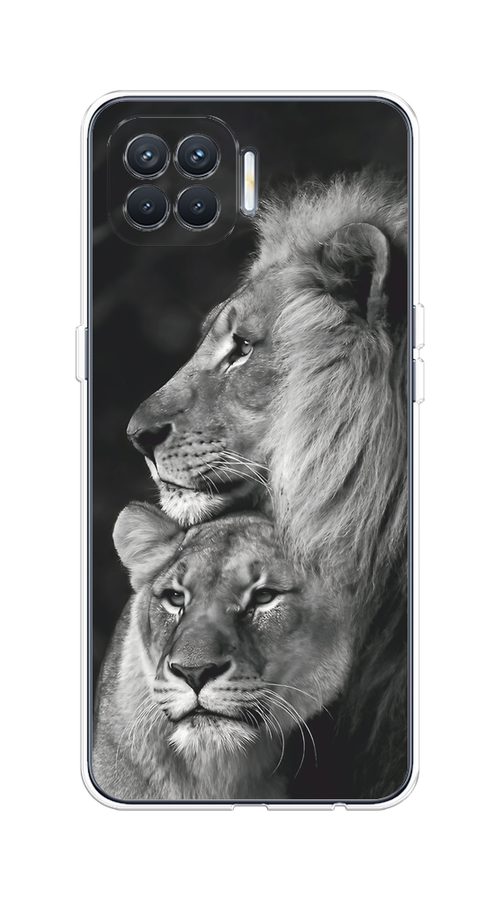 

Чехол на Oppo Reno 4 Lite/A93 "Львиная пара", Черный;серый;белый, 255350-1