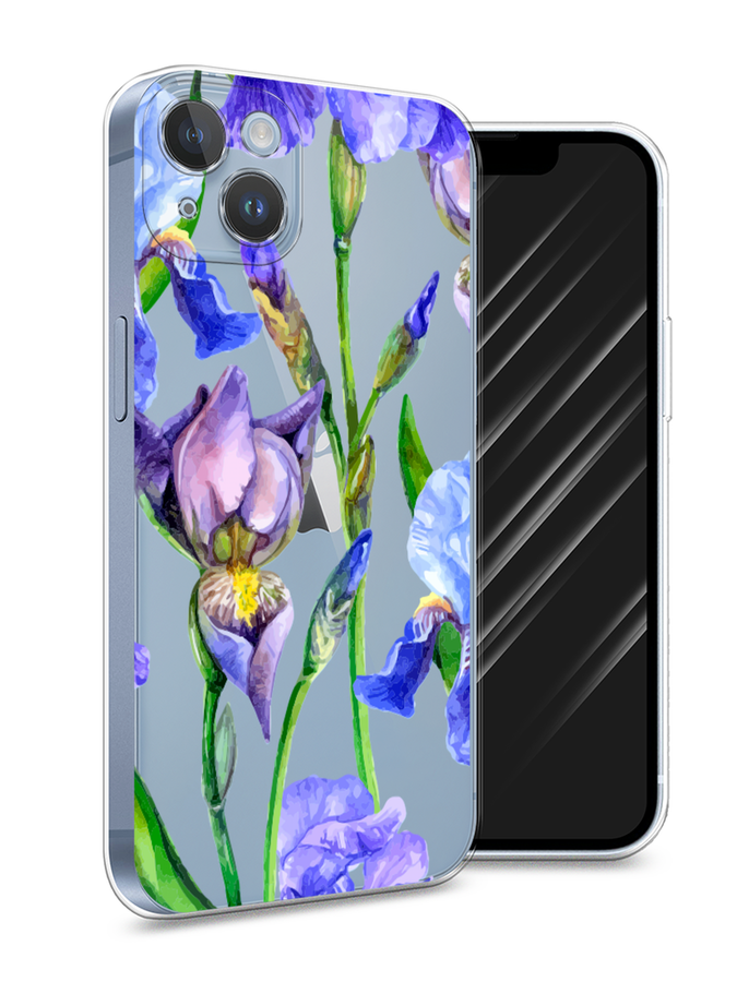 

Чехол Awog на Apple iPhone 14 Plus / Айфон 14 Плюс "Синие ирисы", Разноцветный, 15350-8