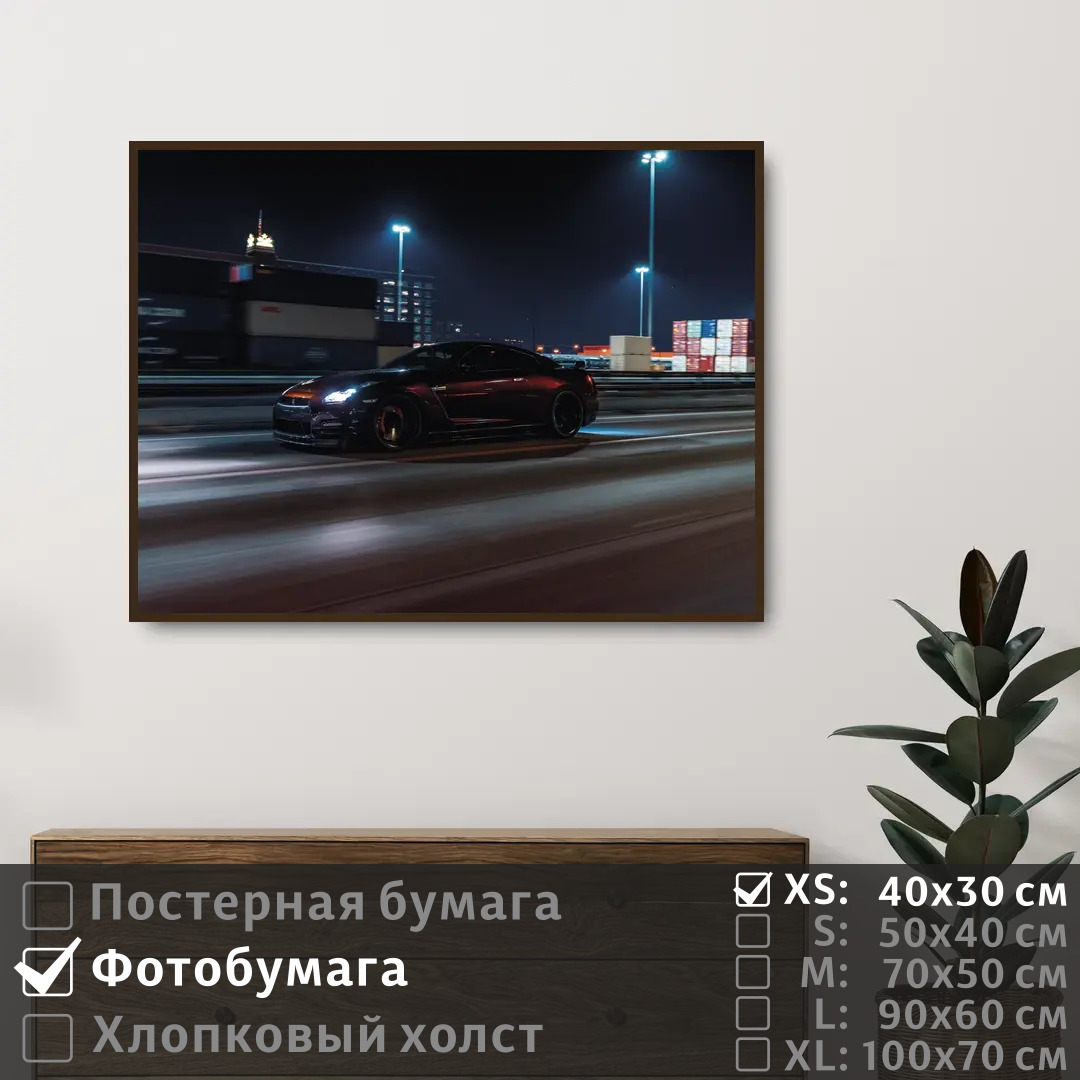 

Постер на фотобумаге ПолиЦентр Ниссан на скорости в движении 40х30 см, НиссанНаСкоростиВДвижении