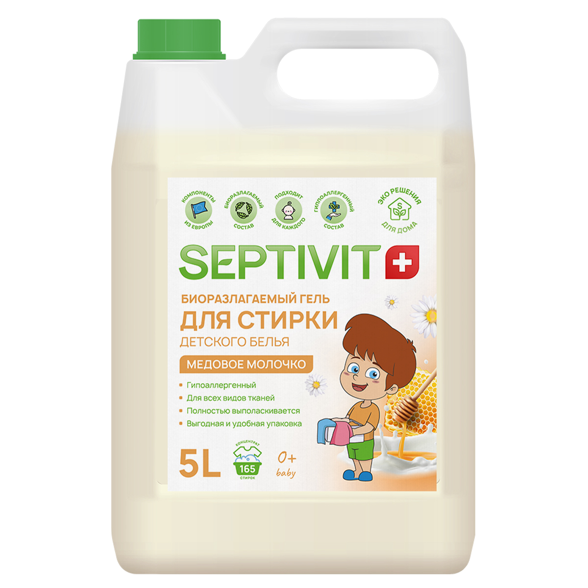 

Гель для стирки детских вещей Septivit Premium Медовое молочко 5л
