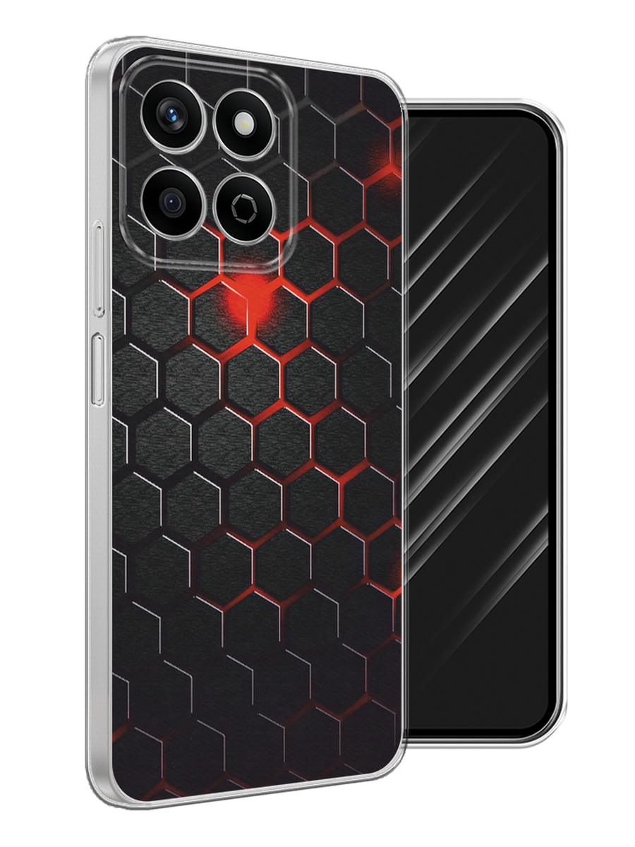 

Чехол Awog на Honor X7c "Фон соты красные", Красный;черный, 6125250-1