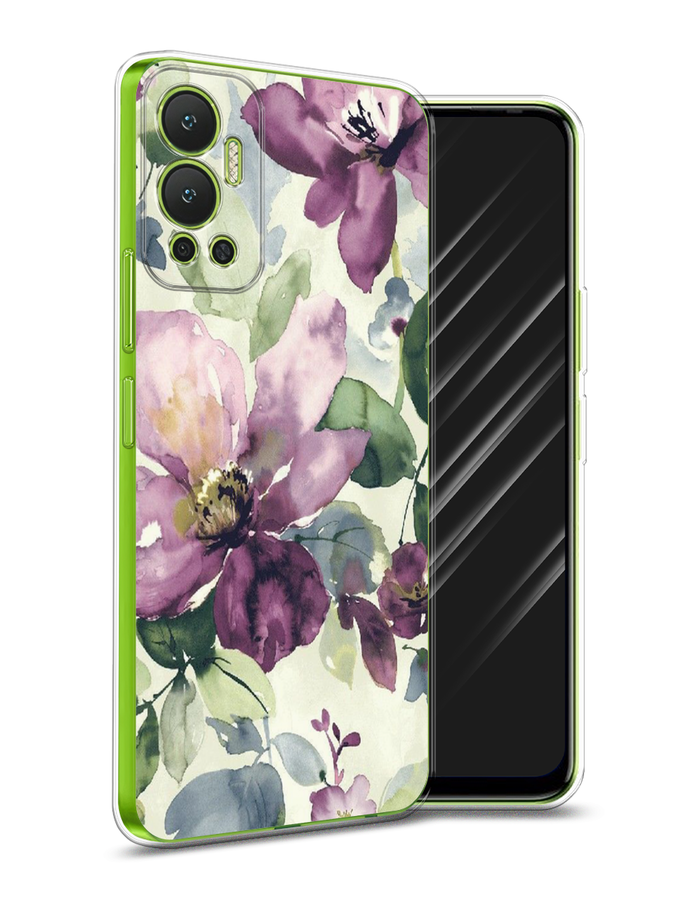

Чехол Awog на Infinix Hot 12 "Сиреневые цветы-акварель", Разноцветный, 3101350-10