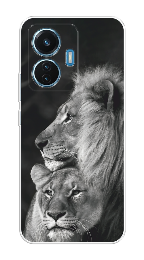 

Чехол на Vivo T1 "Львиная пара", Черный;серый;белый, 267150-1