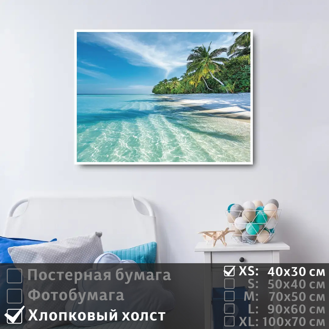 

Постер на холсте ПолиЦентр Пальмы на берегу моря 40х30 см, ПальмыНаБерегуМоря