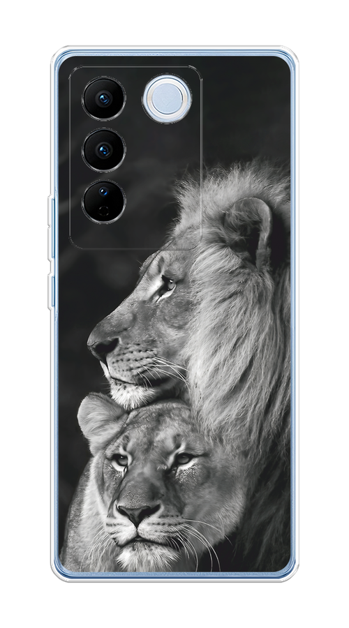 

Чехол на Vivo V27/V27 Pro "Львиная пара", Черный;серый;белый, 268550-1