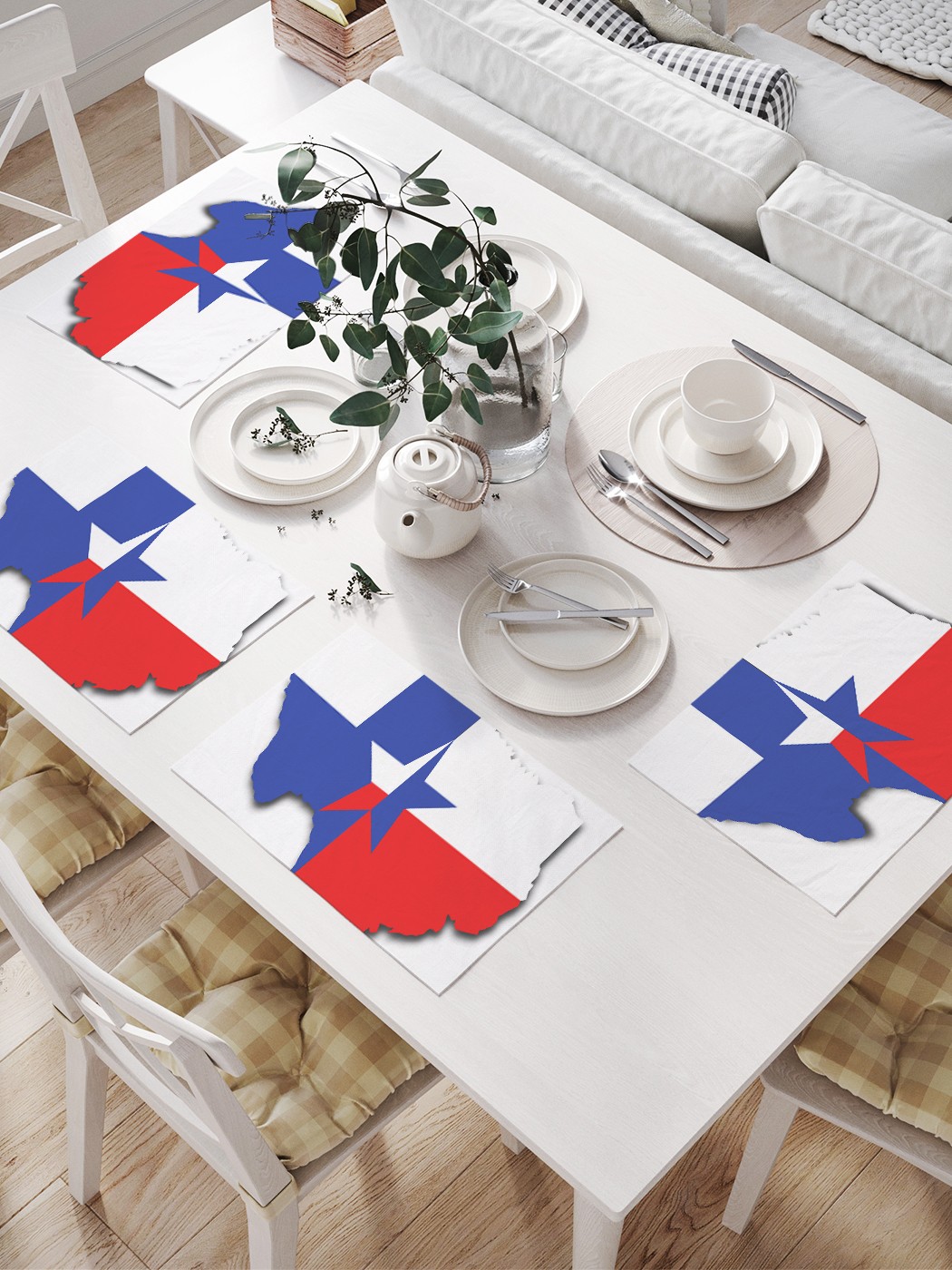 фото Комплект салфеток joyarty "флаг на карте техаса" для сервировки стола (32х46 см, 4 шт.)