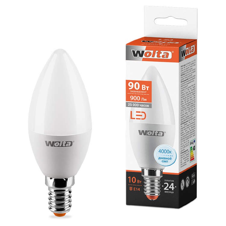 

Лампа WOLTA Led 25SC 10W E14 4000K свеча 340, WOLTA