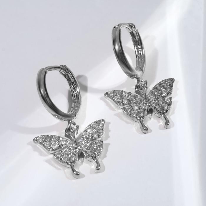 

Серьги Queen fair со стразами, Сказка, бабочки, белые, в серебре, со стразами, Сказка, бабочки, белые, в серебре