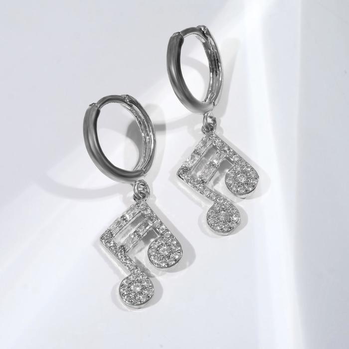 

Серьги Queen fair со стразами, Сказка, ноты, белые, в серебре, со стразами, Сказка, ноты, белые, в серебре