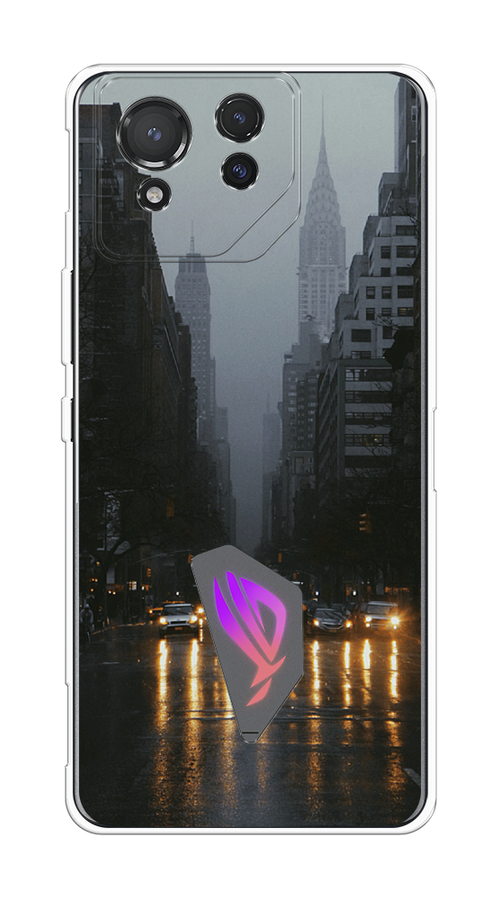 

Чехол на Asus ROG Phone 8 "Дождливый Нью Йорк", Черный;серый, 45150-1