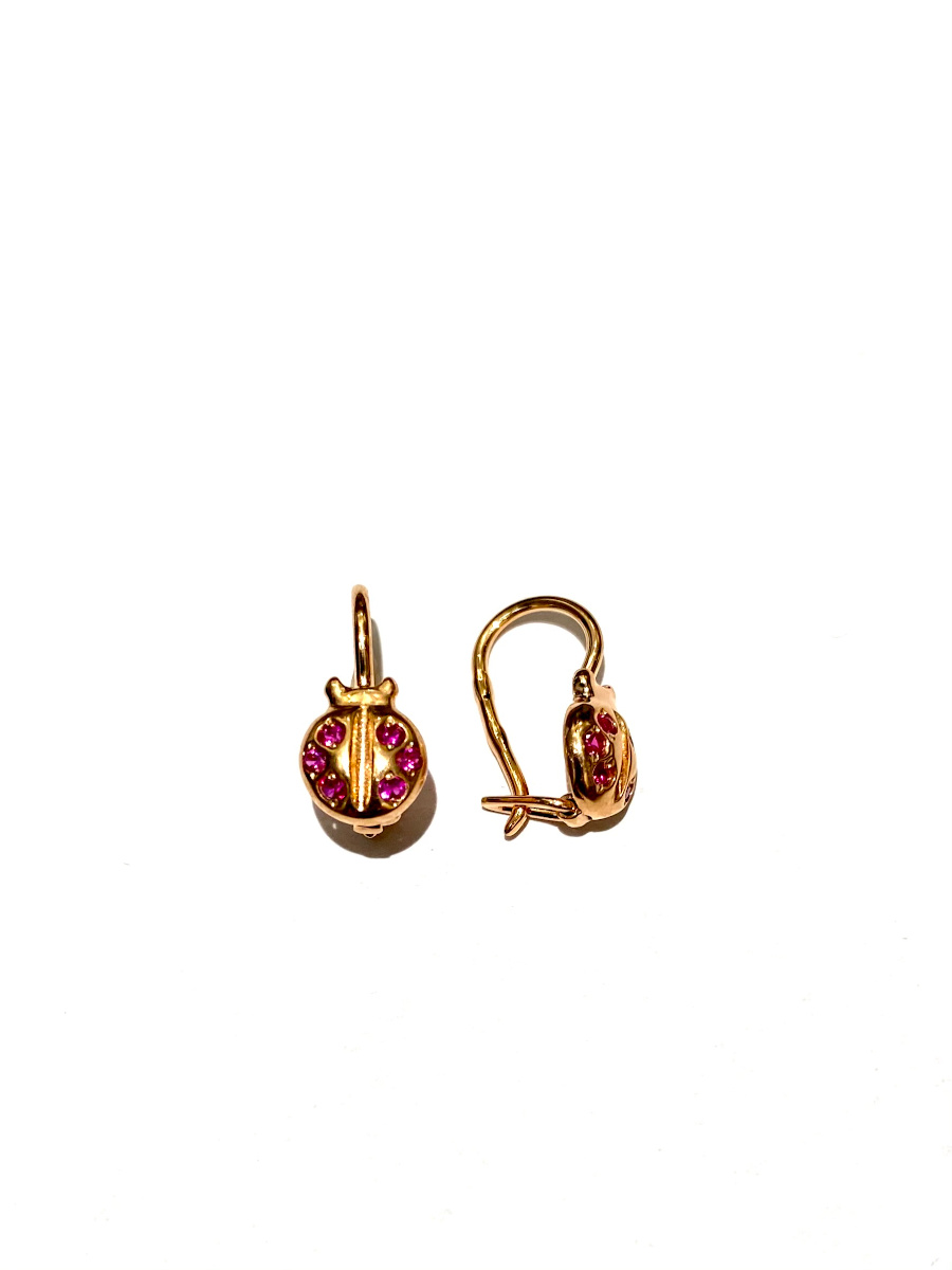 

Серьги детские из серебра SamoroDki Jewelry 7-111-02з с корунд рубинами, 7-111-02з