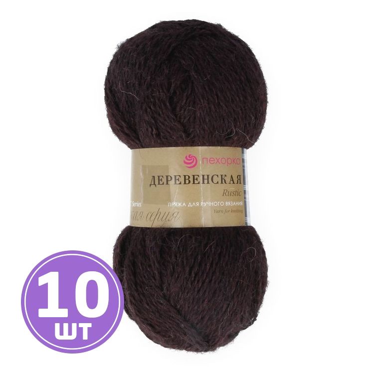 

Пряжа Пехорка Деревенская 017 шоколад 10 шт. по 100 г, Коричневый