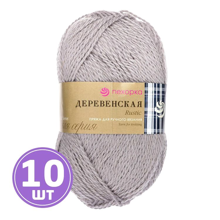 

Пряжа Пехорка Деревенская 059 мышонок 10 шт. по 100 г, Серый