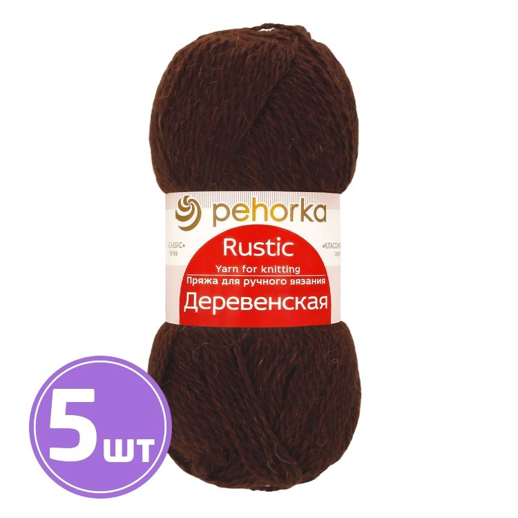 

Пряжа Пехорка Деревенская 17 шоколад 5 шт. по 100 г, Коричневый