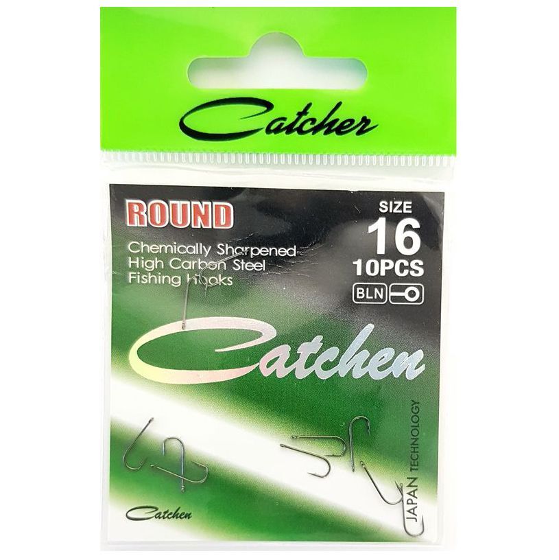 

Одинарные крючки Catcher абердин №16 BN, с колечком, прямое острие, с бородкой, Черный, ROUND