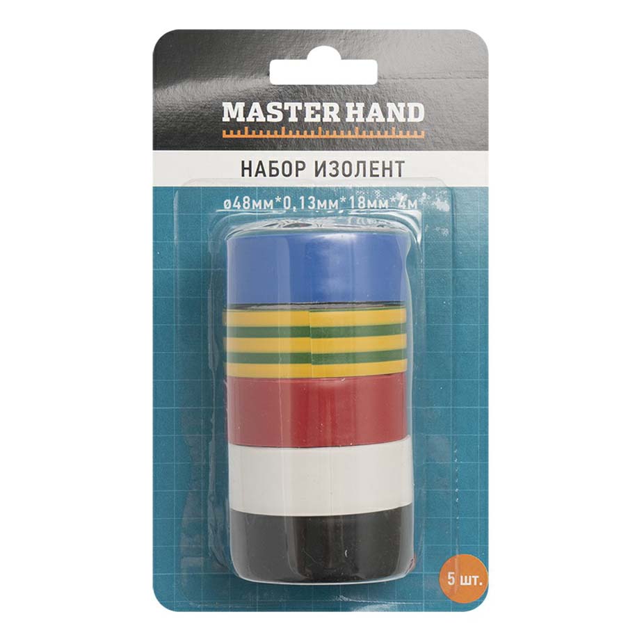 фото Изолента master hand 4 м х 18 мм 5 шт nobrand