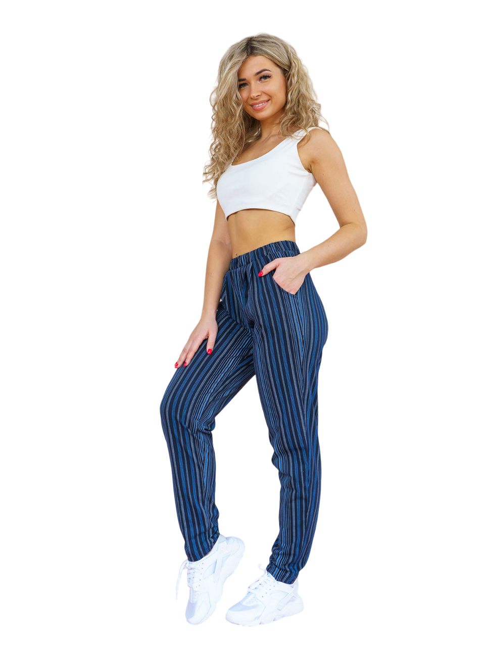 Спортивные брюки женские НСД Трикотаж 16-0840 синие 52 RU
