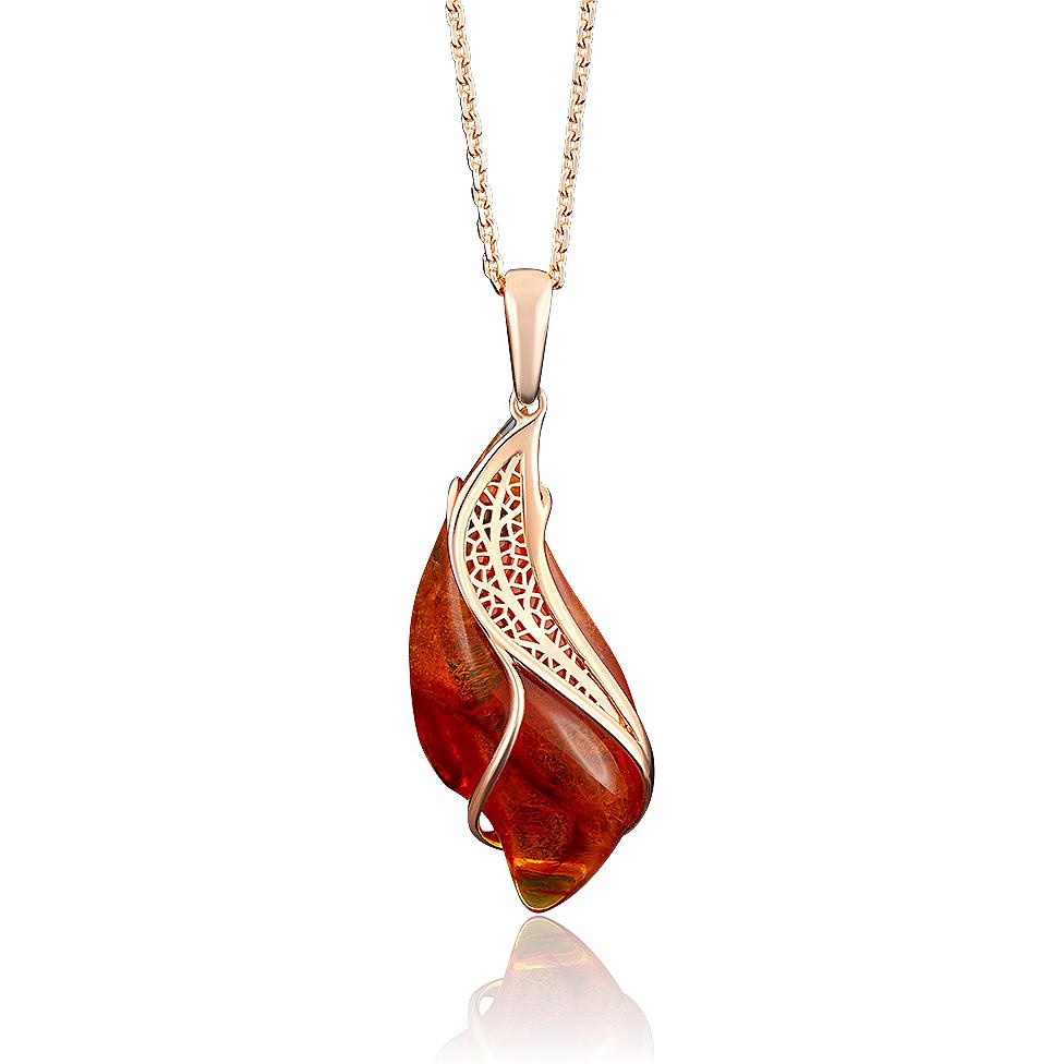 

Кулон из красного золота PLATINA jewelry 03-2539-00-271-1110-46, янтарь, 03-2539-00-271-1110-46
