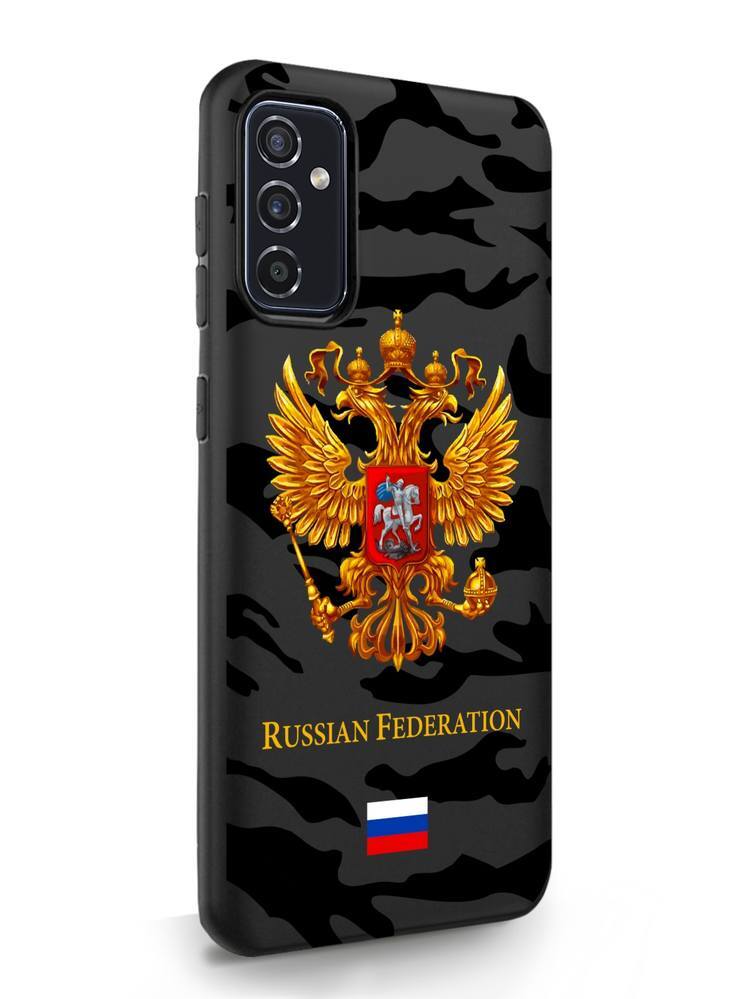 

Чехол MustHaveCase Samsung Galaxy M52 Герб золотой Милитари черный, Samsung Galaxy M52 Герб золотой Милитари