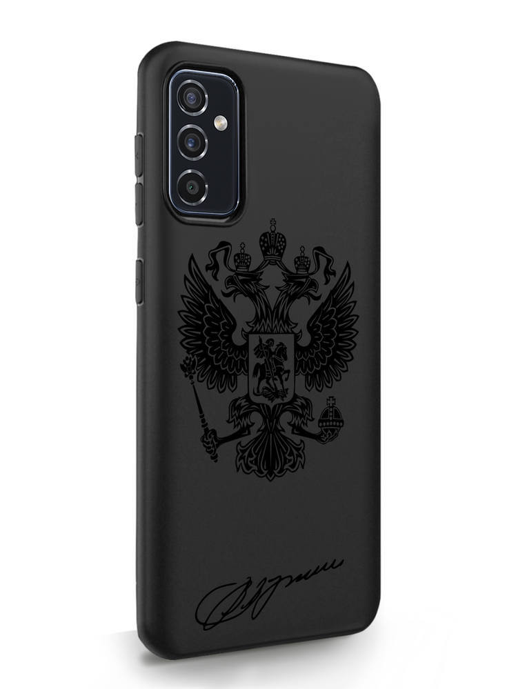 фото Чехол musthavecase samsung galaxy m52 черный лаковый герб черный