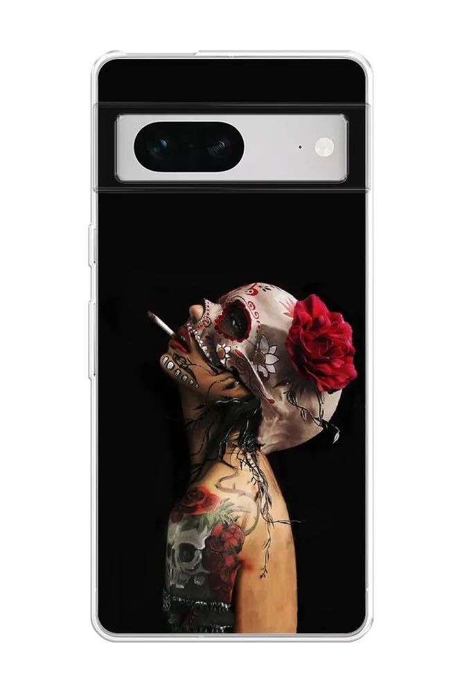 

Чехол Awog на Google Pixel 7 "Девушка с черепом", Разноцветный