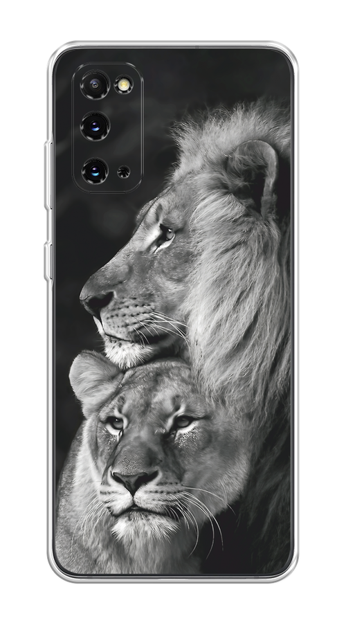 

Чехол на Samsung Galaxy S20 "Львиная пара", Черный;серый;белый, 29250-1