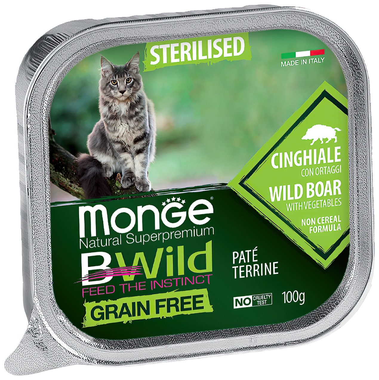 

Консервы для кошек Monge Cat Bwild Grain free, кабан с овощами, 100 г, Bwild Grain free Sterilised