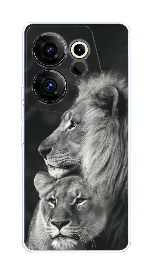 

Чехол на Tecno Camon 20 Premier "Львиная пара", Черный;серый;белый, 304250-1