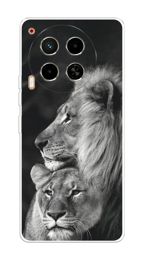 

Чехол на Tecno Camon 30 4G "Львиная пара", Черный;серый;белый, 305650-1