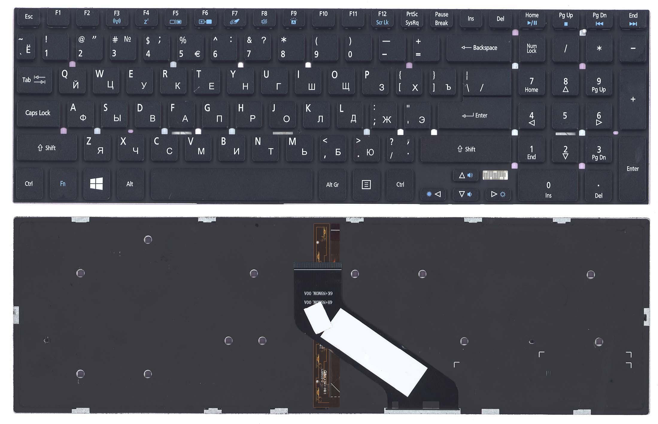 фото Клавиатура для ноутбука acer aspire 5755/5755g/5830/5830g и др. черная с подсветкой oem