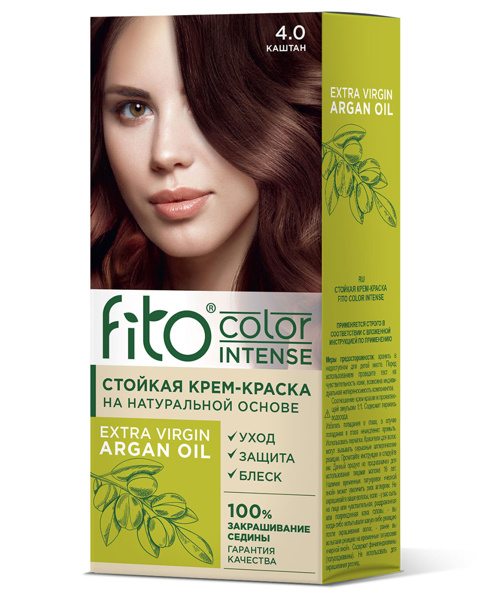 

Крем-краска для волос Fito косметик Fito Color Intense стойкая, тон 4.0 Каштан, 115 мл, Коричневый