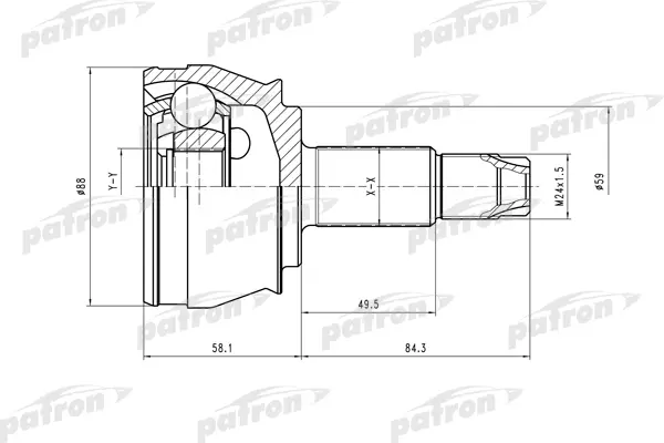 

ШРУС наружн к-кт 27x59x25 ALFA ROMEO: 166 98-00 PATRON PCV1297