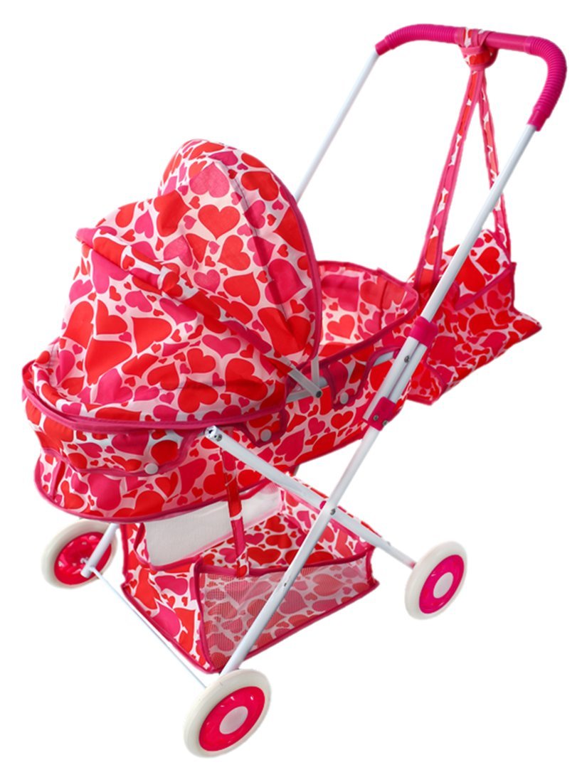 Наша Игрушка Коляска-люлька Сердца с корзиной и сумкой, металл, пакет коляска для куклы наша игрушка люлька сердца с корзиной и сумкой m1418 7