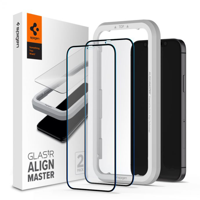 Защитное стекло Spigen Glas.tR AlignMaster 2 Pack (AGL01802) для iPhone 12/12 Pro Black