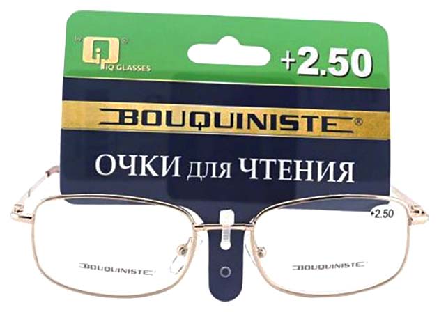 001/c1, Комплект 4 в 1 Bouquiniste очки корригирующие для чтения +2, 5 + футляр + салфетка + шнурок  - купить со скидкой