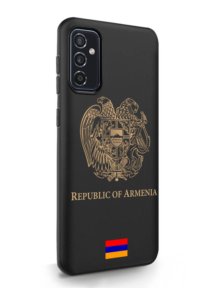 Чехол SignumCase Samsung Galaxy M52 Золотой Герб Армении черный
