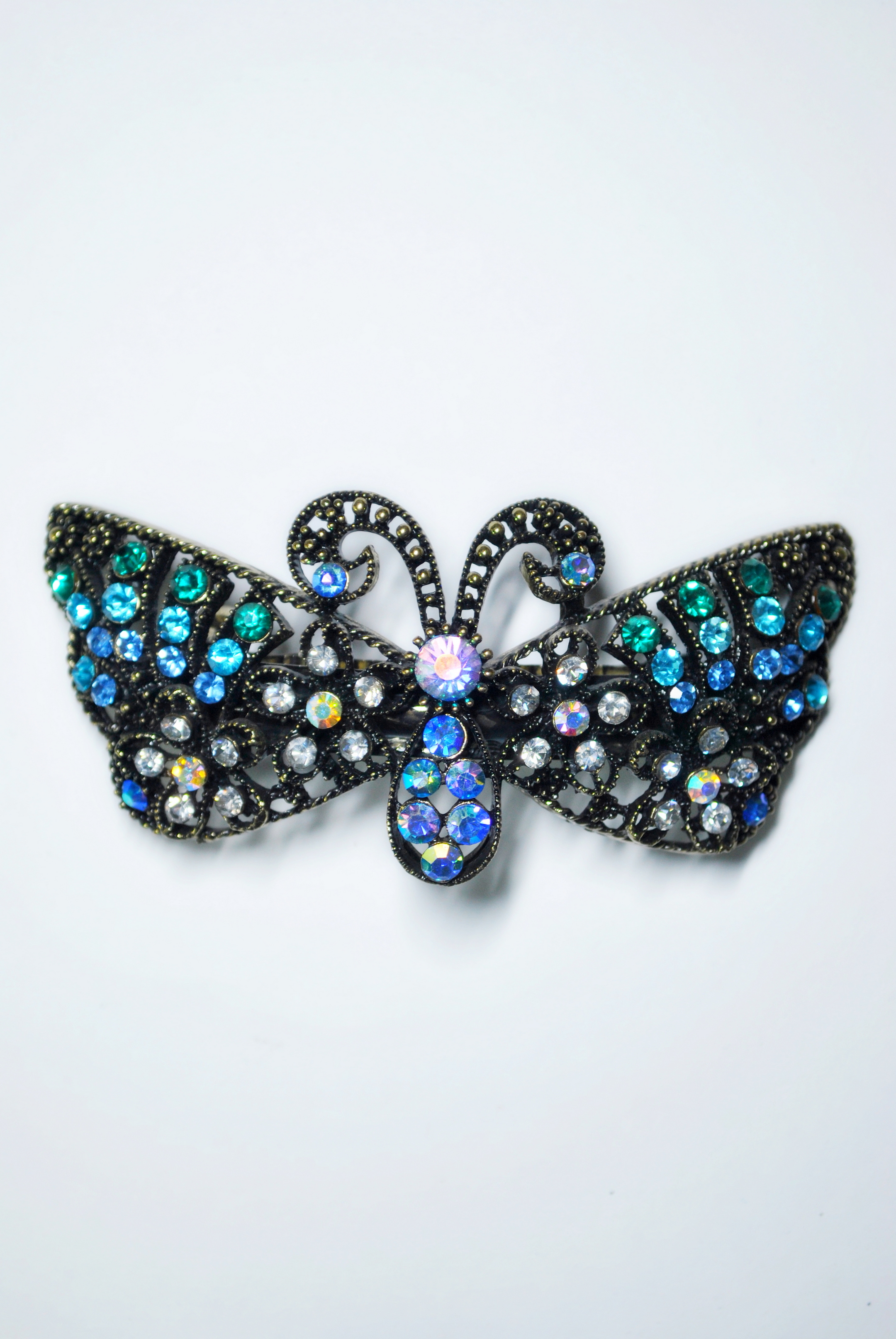 Заколка-автомат женская Fashion Jewelry Color Butterfly желтый/голубой микс