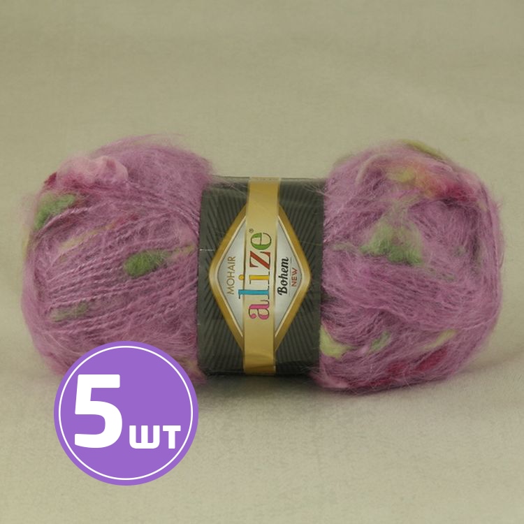 

Пряжа ALIZE Mohair Bohem New (5153), зелено-розовый, 5 шт. по 100 г