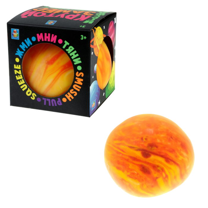 Игрушка-антистресс 1toy Крутой замес шар галактика оранжевый 10см