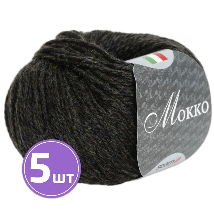 

Пряжа SEAM MOKKO (14), черный меланж, 5 шт. по 50 г
