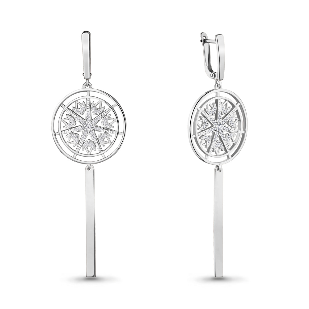 

Серьги из серебра с фианитом Aquamarine 46878А_925_р, 46878А_925_р