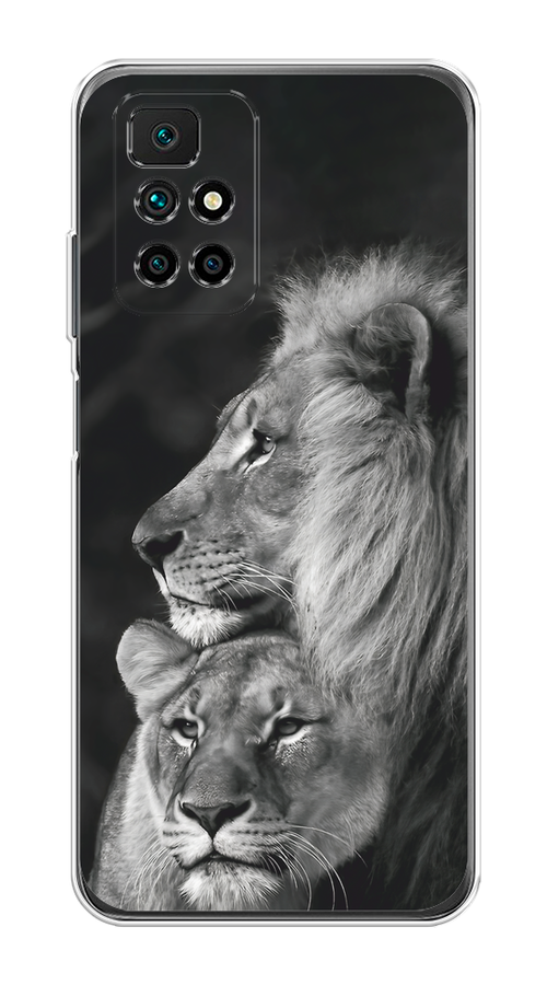 

Чехол на Xiaomi Redmi 10 "Львиная пара", Черный;серый;белый, 311350-1
