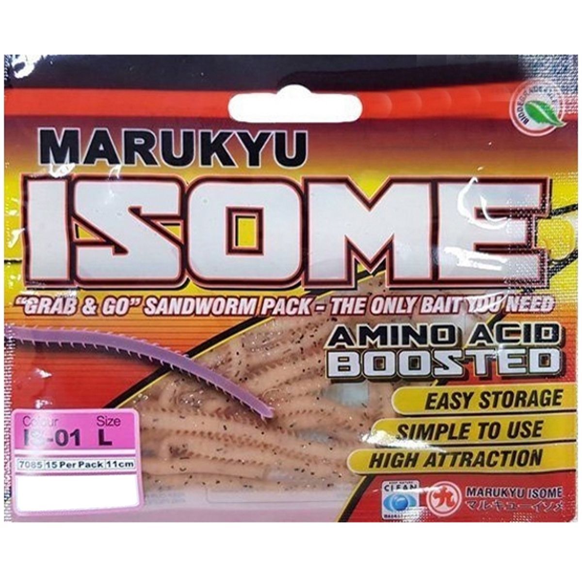 Силиконовая приманка Marukyu Isome L IS01 #Pink sandworm